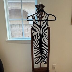 Bebe Black and White Striped Dress
